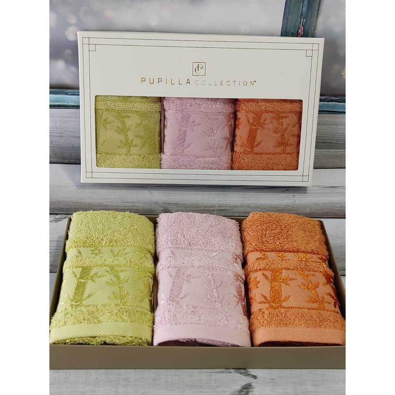 Pupilla Elit koyu yesil 30х50см., 3в1. Бамбукові рушники. (58532)