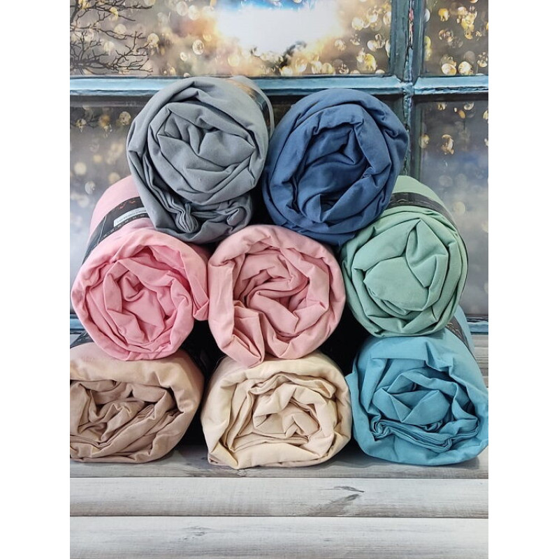 Petrol 160х200см. Фланель. Простирадло на резинці з наволочками. Belizza Туреччина. (53992)