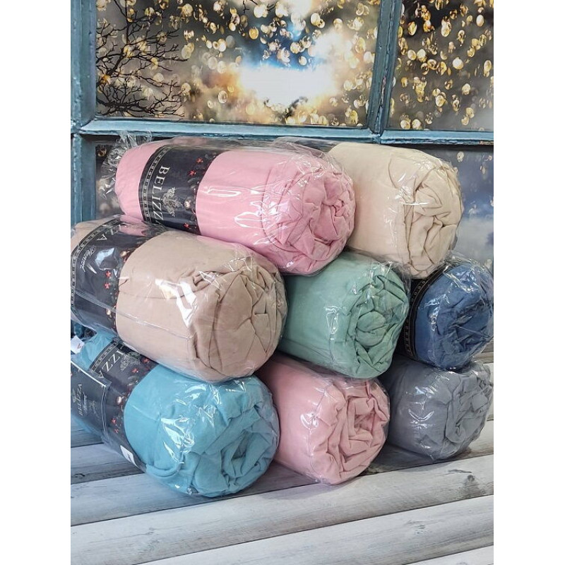 Pembe 180х200см. Фланель. Простирадло на резинці з наволочками. Belizza Туреччина. (58077)