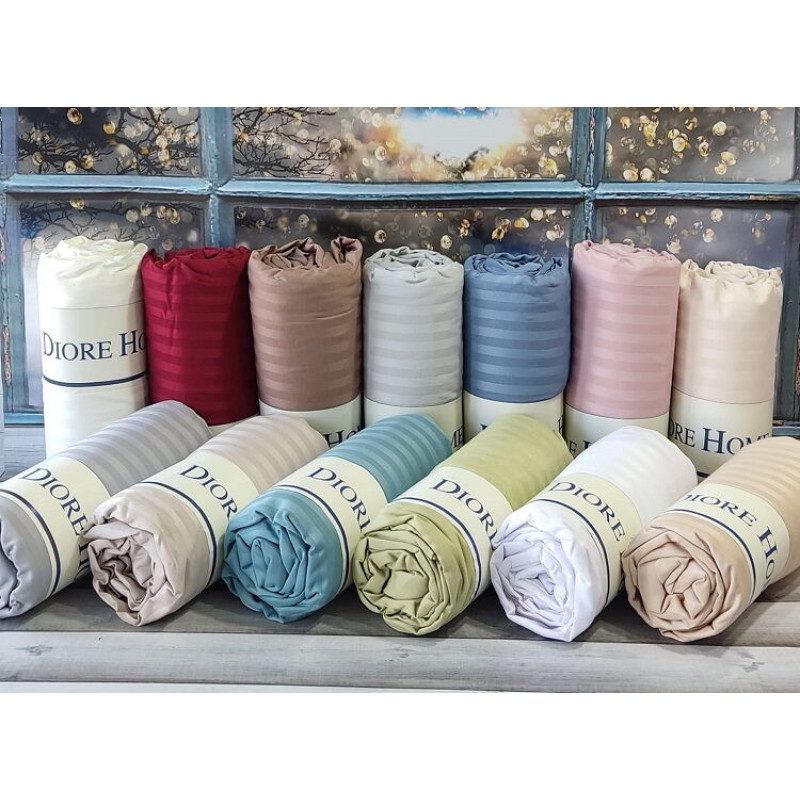 160х200см. Простирадло на резинці. Сатин-страйп. Bordo. Diore Туреччина. (39251)