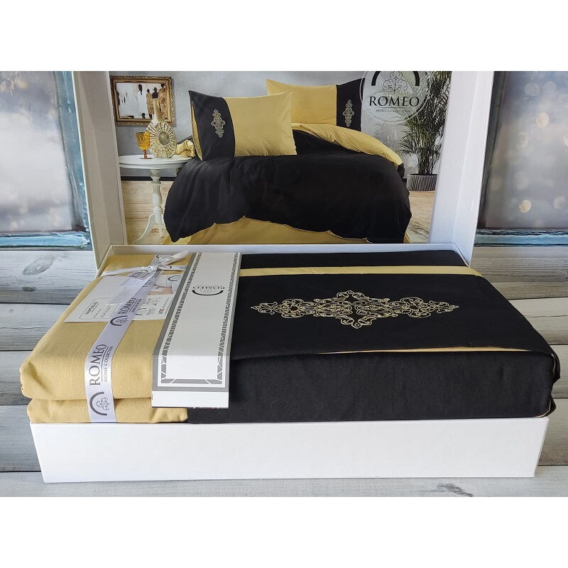 Vis.Yellow black Євро розмір. Ранфорс. Romeo Туреччина. (34712)