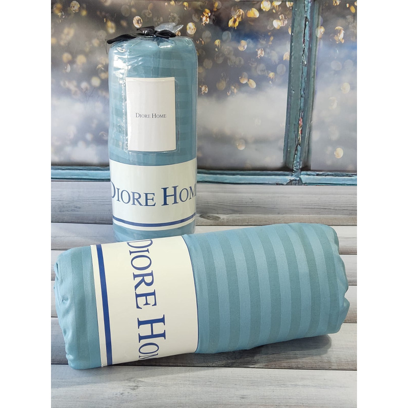 180х200см. Простирадло на резинці. Сатин-страйп. Petrol. Diore Туреччина. (13133)