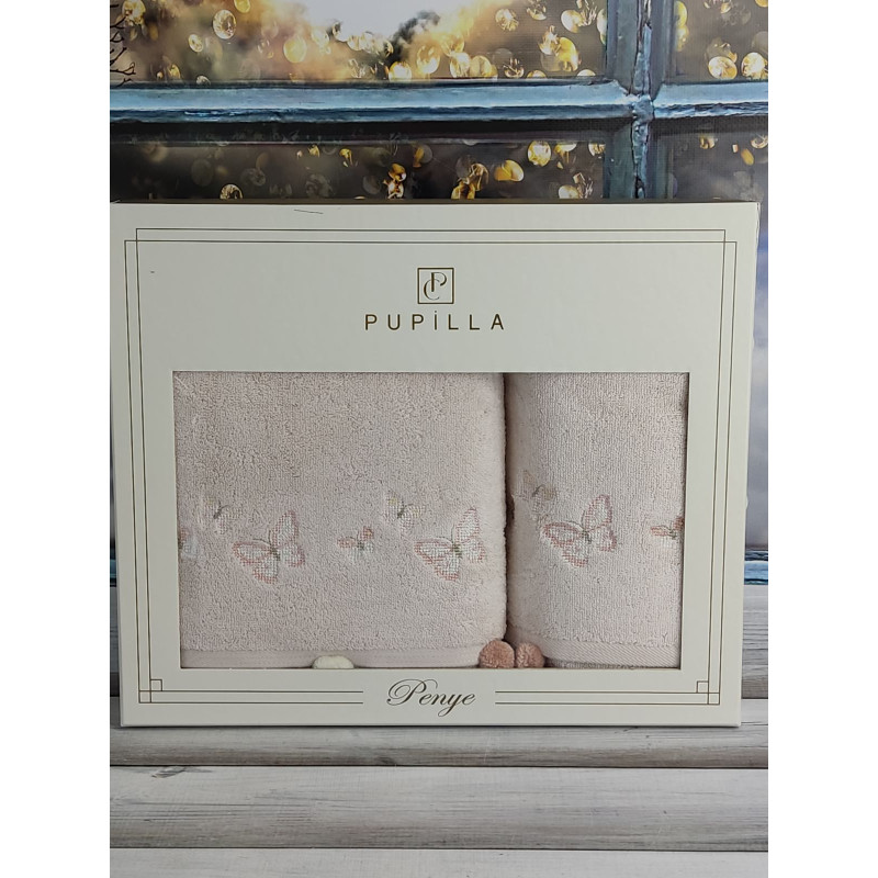 Pupilla 2в1 Sila butterfly pudra рушники з помпонами.Туреччина (23874)