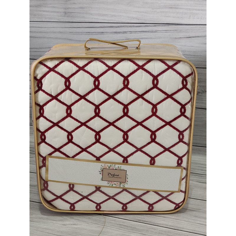 Defne покривало 250х260см., наволочки 50х70см. KREM-BORDO (88217)