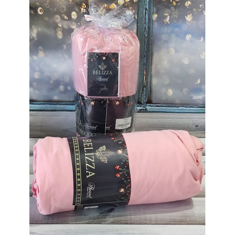 Pembe 160х200см. Фланель. Простирадло на резинці з наволочками. Belizza (23250)