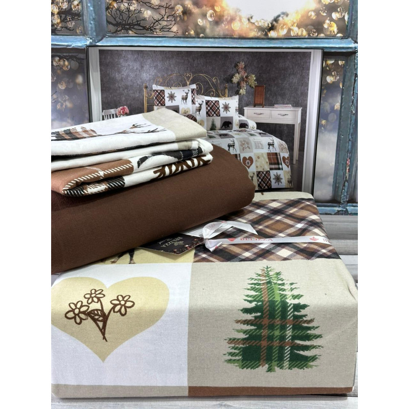 Chrismas сімейна фланелева постільна білизна. Бавовна. Belizza Туреччина. (51299)