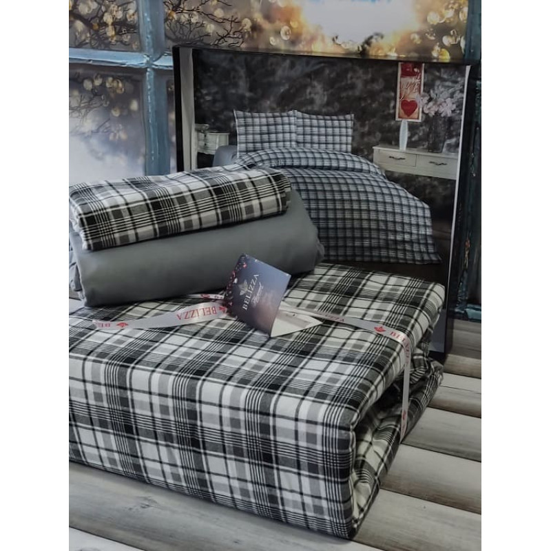 Classical grey фланелева постіль. Євро розмір. Belizza Туреччина. (17148)