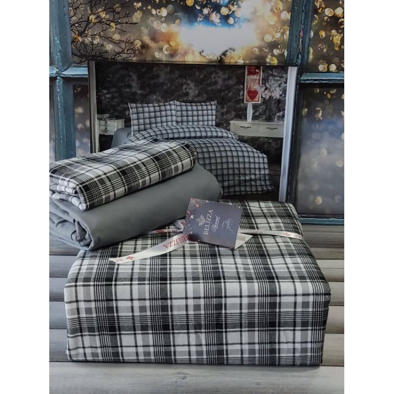 Classical grey фланелева постіль. Євро розмір. Belizza Туреччина. (17148)