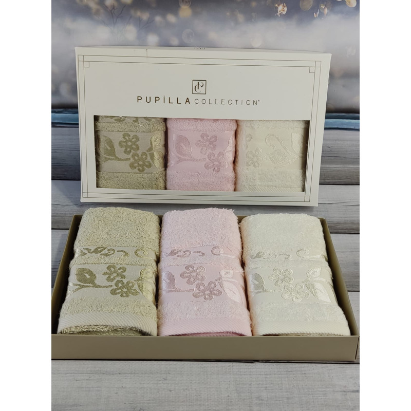 Pupilla Class krem 30х50см., 3в1. Бамбукові рушники. (33927)