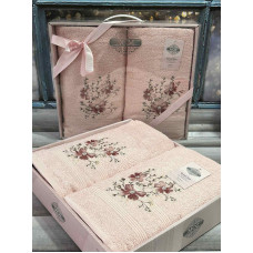 Moz cicek 01 2в1подарунковий набір рушників. 480 г/м2. Moz Туреччина. (31540)