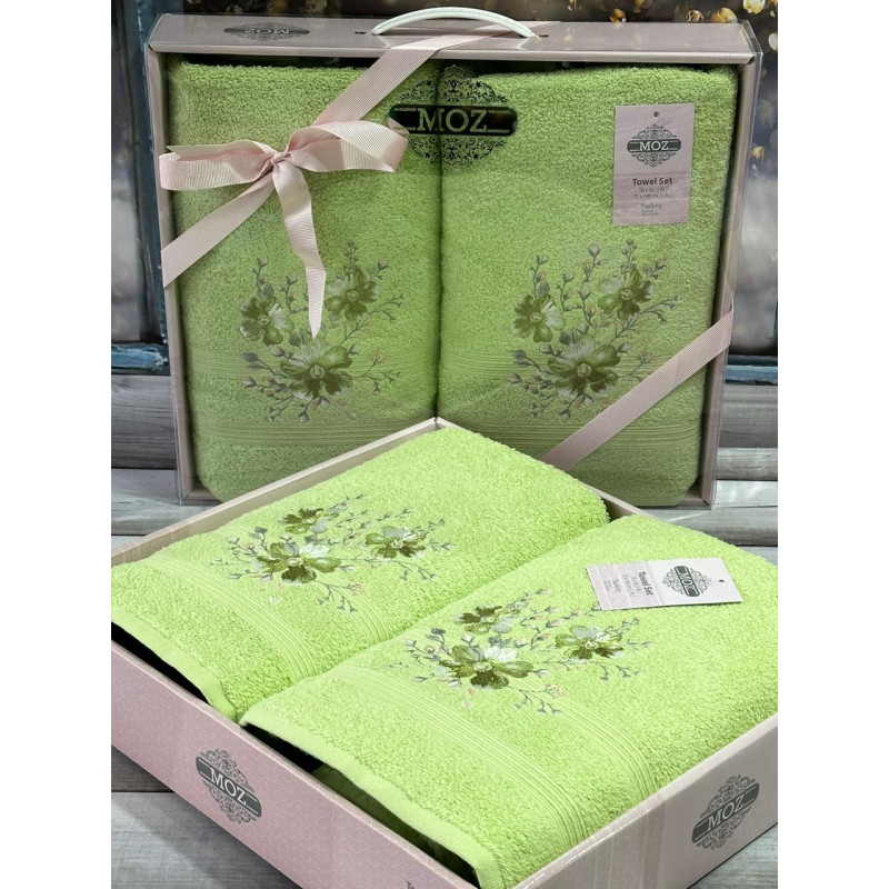 Moz cicek 03 2в1подарунковий набір рушників. 480 г/м2. Moz Туреччина. (75537)