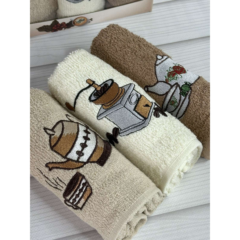 Mame cofe 3в1 Махрові рушники 30х50см. Бавовна. Туреччина. (42825555) (77852)