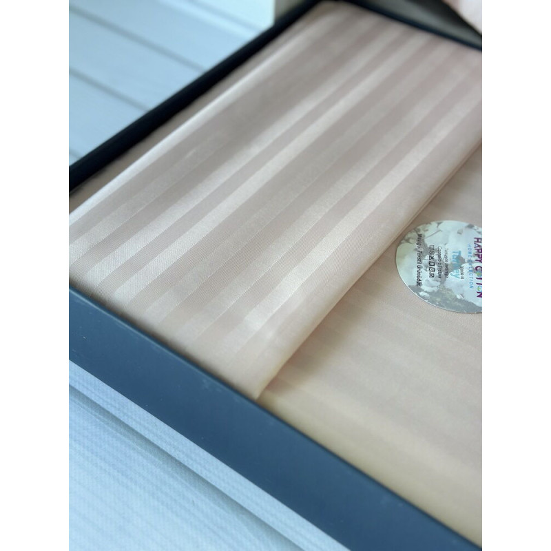 Євро розмір. Постільна білизна. Однотонний в полоску (страйп) Поликотон. Happy cotton Туреччина 07 (75201)