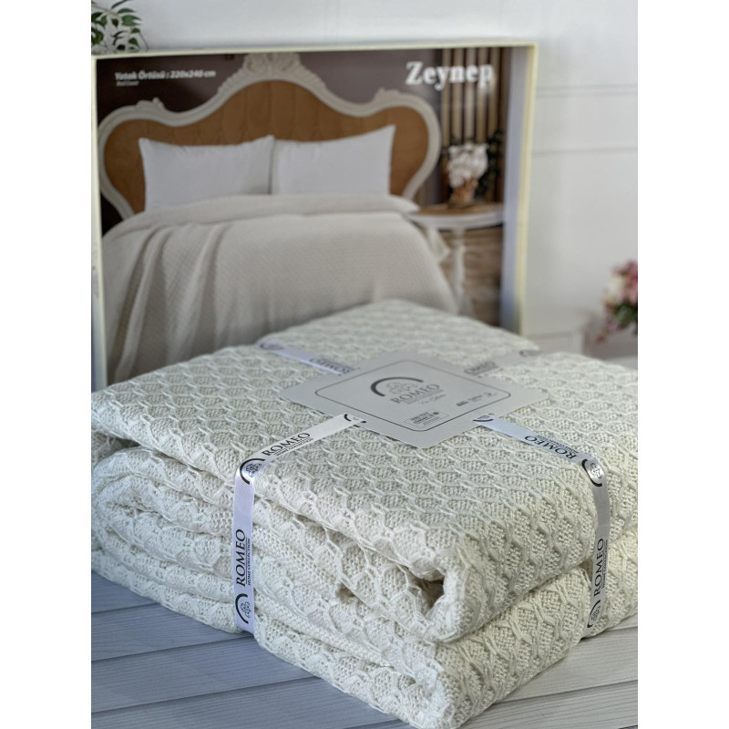 Zeynep krem в'язаний акріловий плед. Romeo Home Туреччина. (79711)