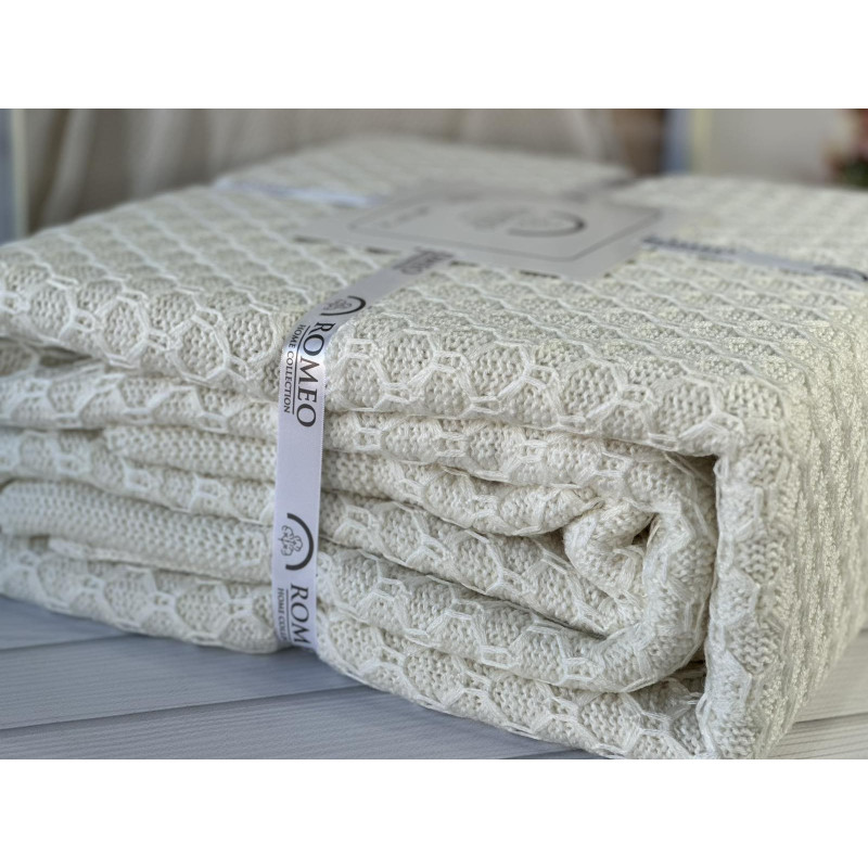 Zeynep krem в'язаний акріловий плед. Romeo Home Туреччина. (79711)