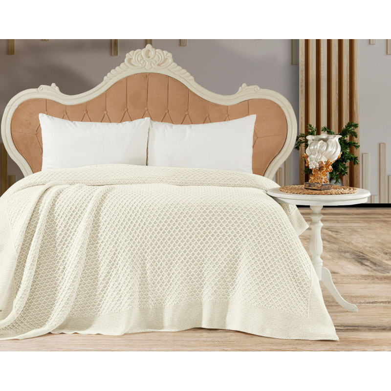 Zeynep krem в'язаний акріловий плед. Romeo Home Туреччина. (79711)