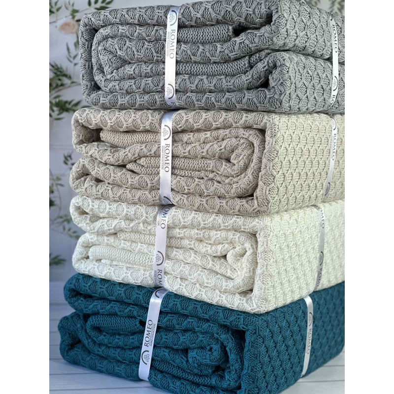 Zeynep krem в'язаний акріловий плед. Romeo Home Туреччина. (79711)