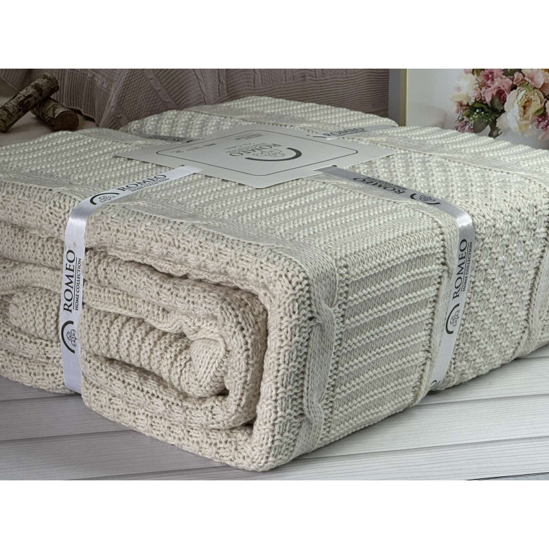 Erguvan bej в'язаний акріловий плед. Romeo Home Туреччина. (66199)