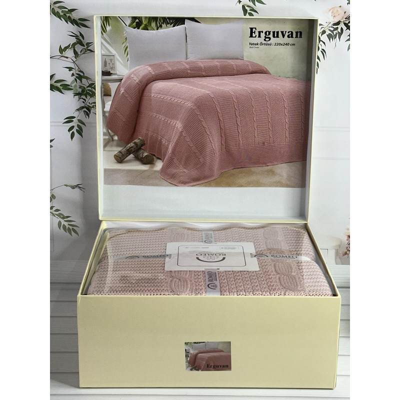 Erguvan persik в'язаний акріловий плед. Romeo Home Туреччина. (66482)