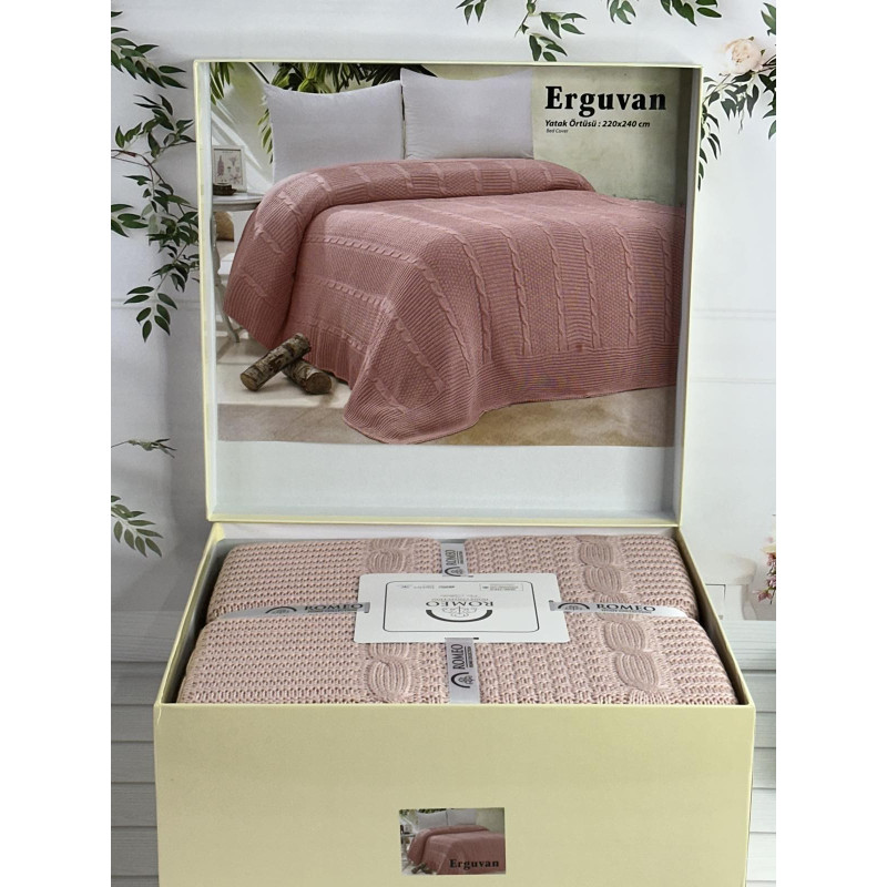 Erguvan persik в'язаний акріловий плед. Romeo Home Туреччина. (66482)