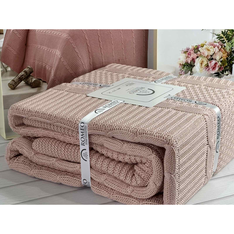 Erguvan persik в'язаний акріловий плед. Romeo Home Туреччина. (66482)