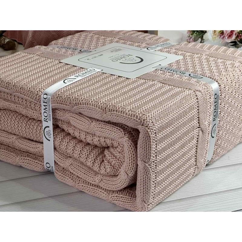 Erguvan persik в'язаний акріловий плед. Romeo Home Туреччина. (66482)