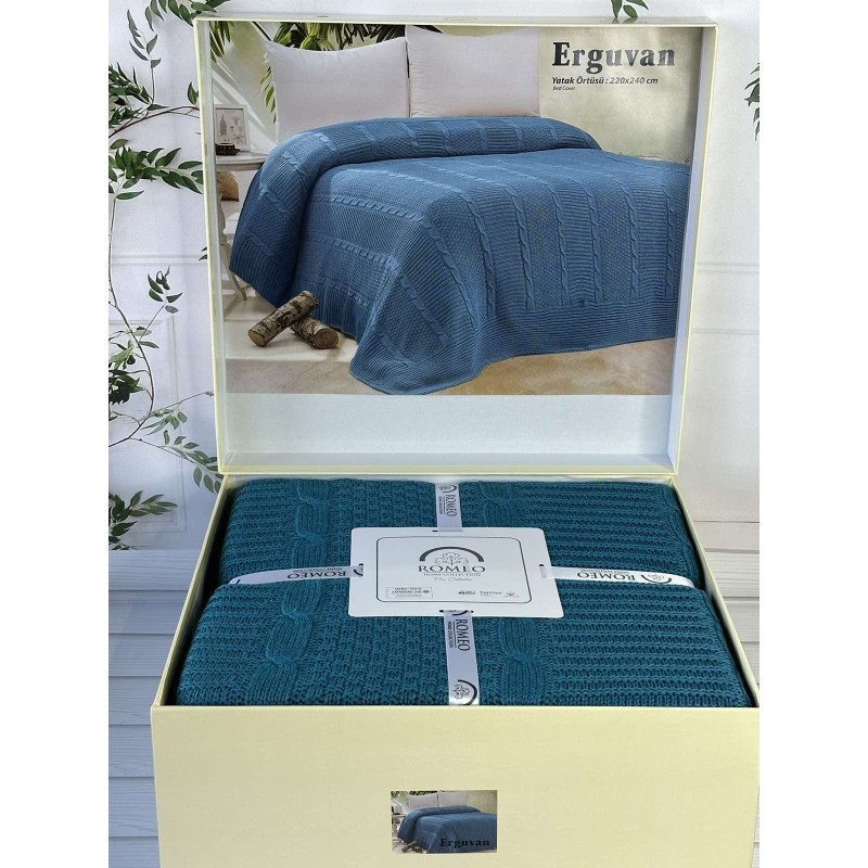 Erguvan petrol в'язаний акріловий плед. Romeo Home Туреччина. (49427)