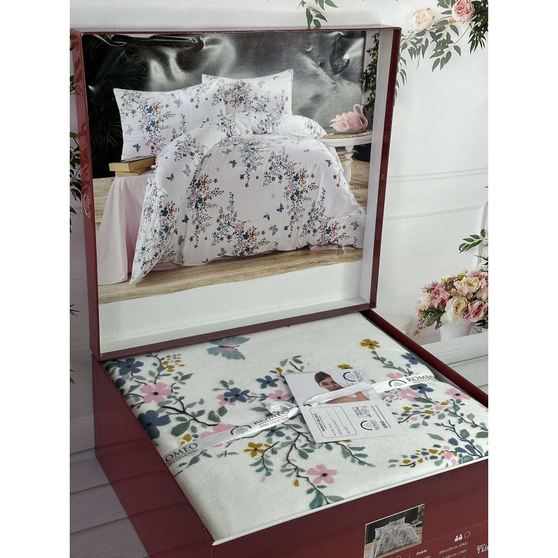 Bell flowers pembe фланелева постіль. Євро розмір. Romeo Туреччина. (27431)