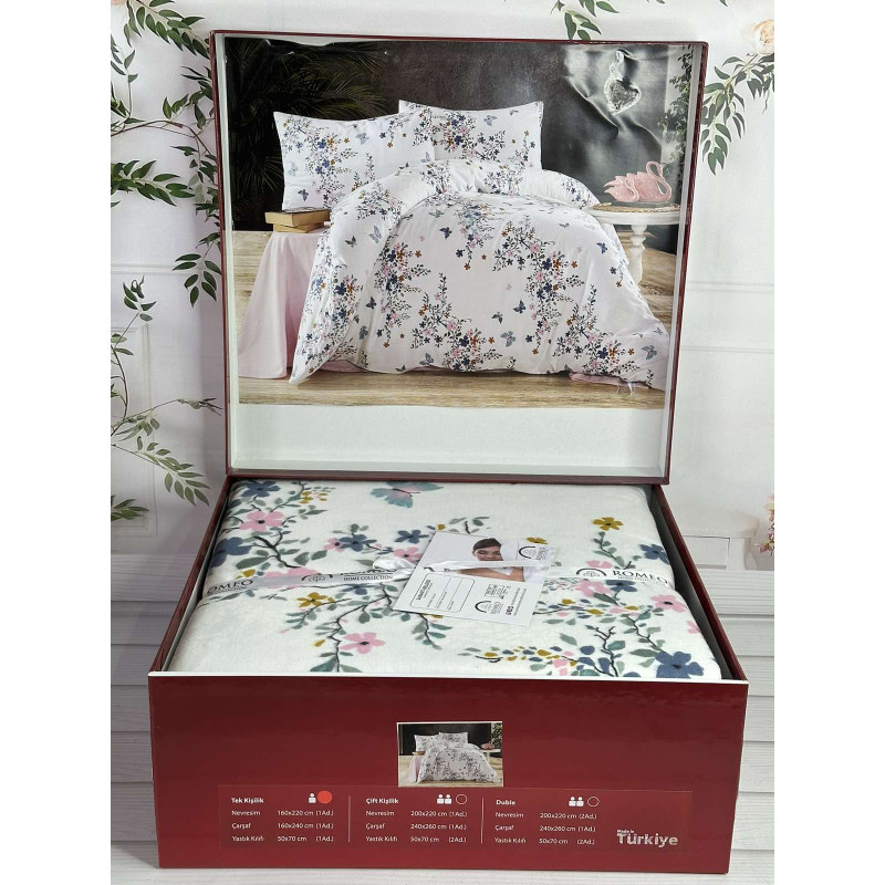 Bell flowers pembe фланелева постіль. Євро розмір. Romeo Туреччина. (27431)