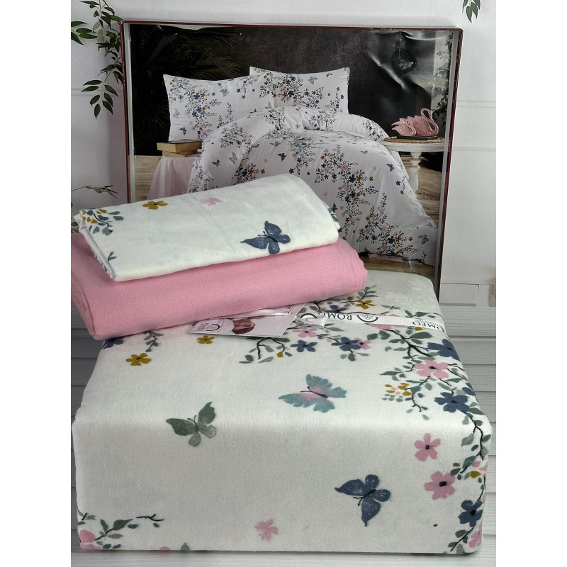 Bell flowers pembe фланелева постіль. Євро розмір. Romeo Туреччина. (27431)