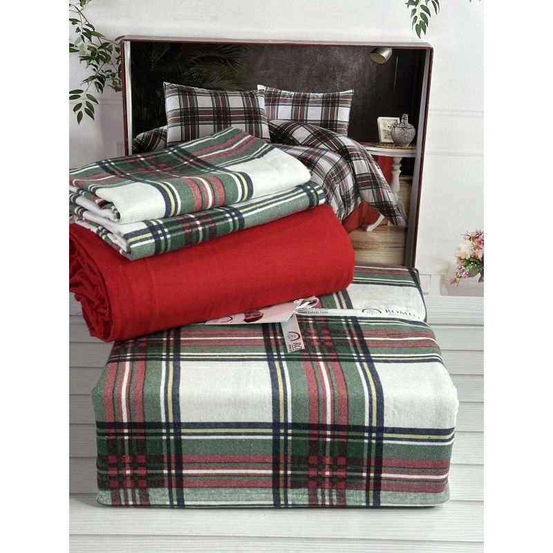 Square yesil фланелева постіль. Євро розмір. Romeo Туреччина. (32086)