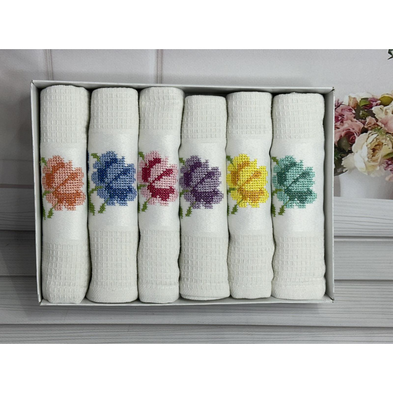 Hamdi beyaz45х70см., 6 шт/уп. Вафельні кухонні рушники. (10524)