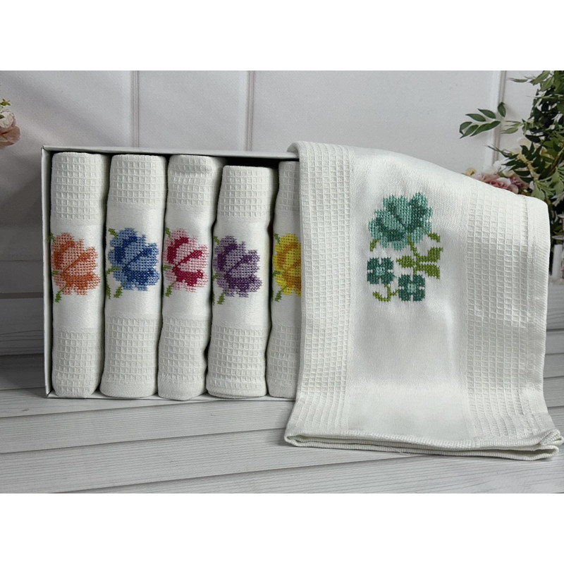 Hamdi beyaz45х70см., 6 шт/уп. Вафельні кухонні рушники. (10524)