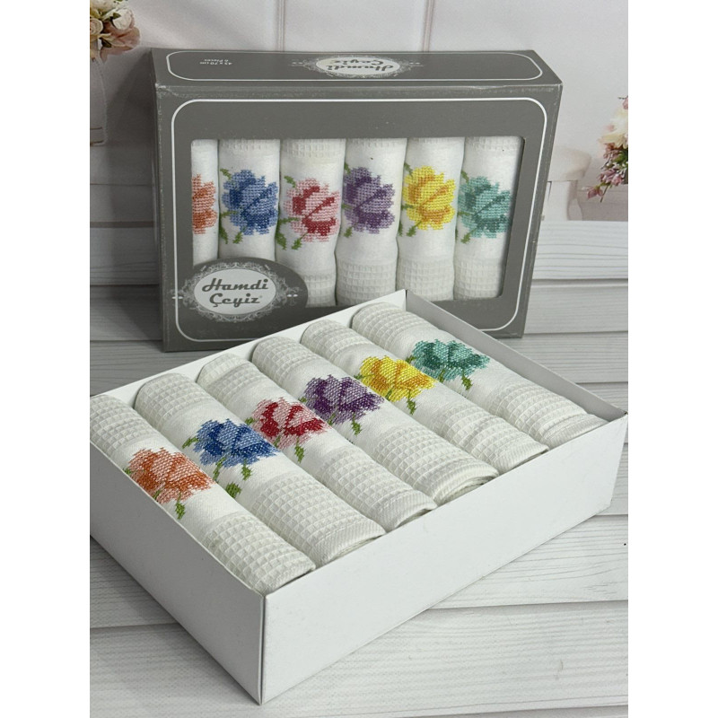 Hamdi beyaz45х70см., 6 шт/уп. Вафельні кухонні рушники. (10524)