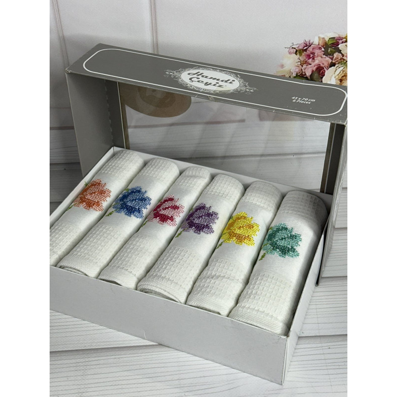 Hamdi beyaz45х70см., 6 шт/уп. Вафельні кухонні рушники. (10524)