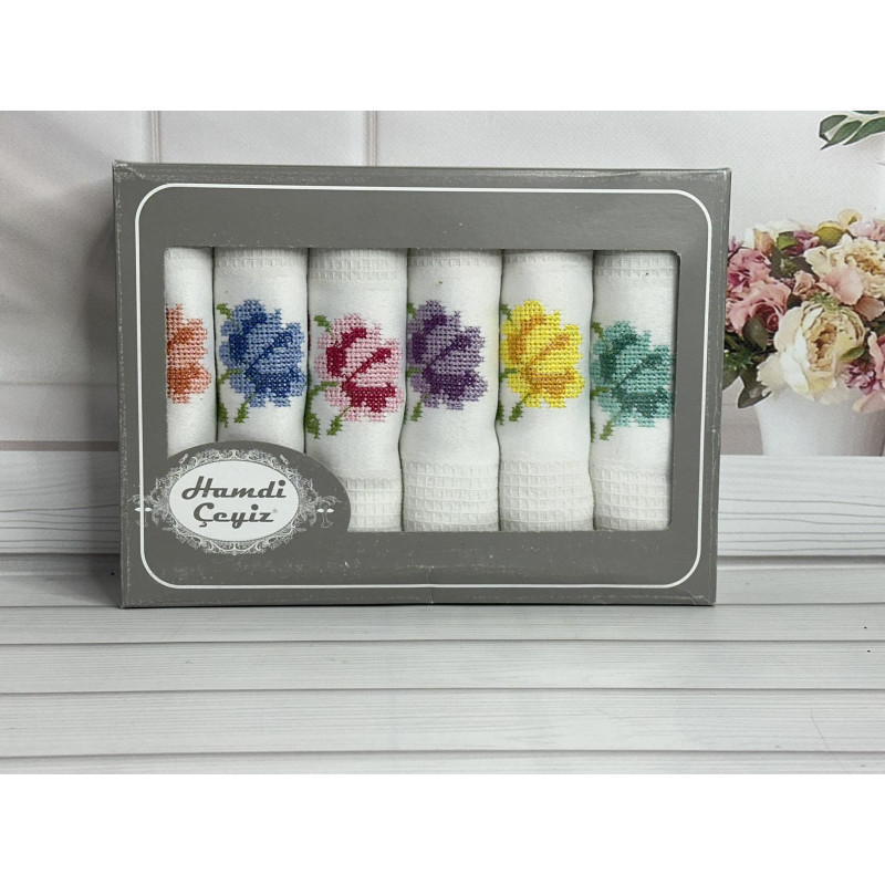 Hamdi beyaz45х70см., 6 шт/уп. Вафельні кухонні рушники. (10524)