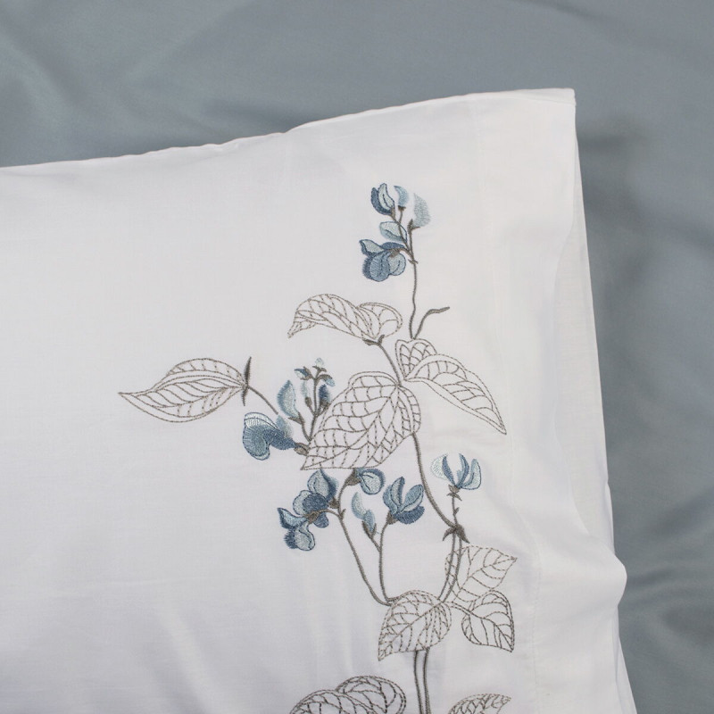 Постільна білизна Dantela Vita сатин з вишивкою - Efra beyaz білий євро