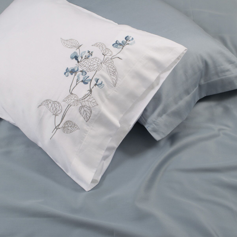 Постільна білизна Dantela Vita сатин з вишивкою - Efra beyaz білий євро