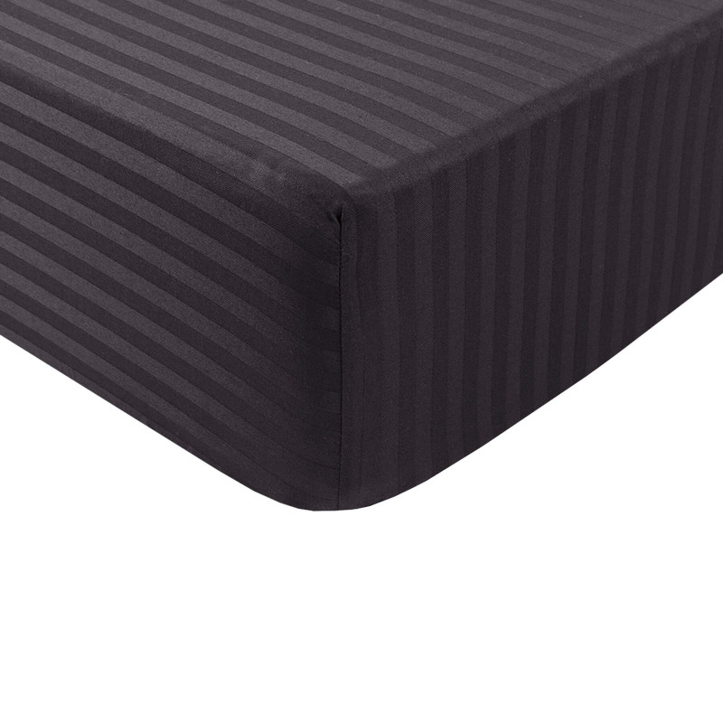 Простирадло Lotus Готель - Сатин Страйп 1*1 чорний 180*200*35 на резинці