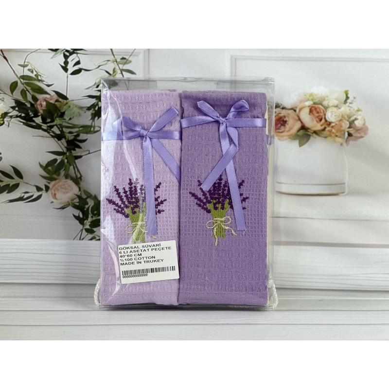 Suvari Bantik lavanta вафельні рушники 40х60см., 6 шт/уп (21239)