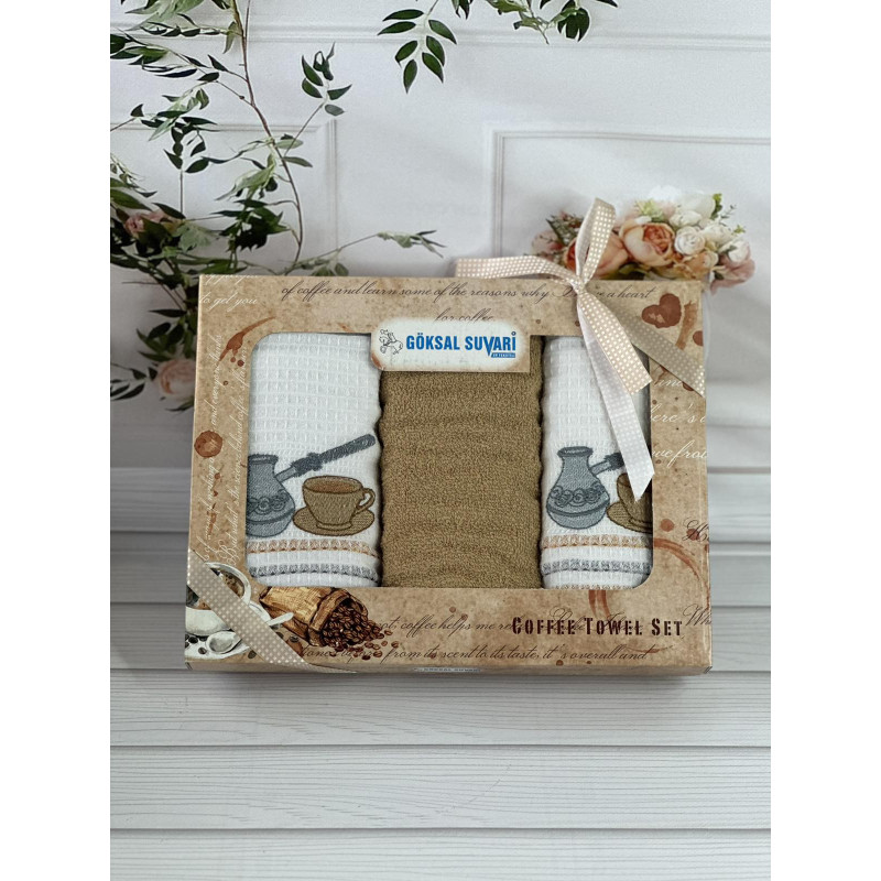 Suvari kofe 001 3в1 40х60см., набір рушників (махра / вафелька). (27191)