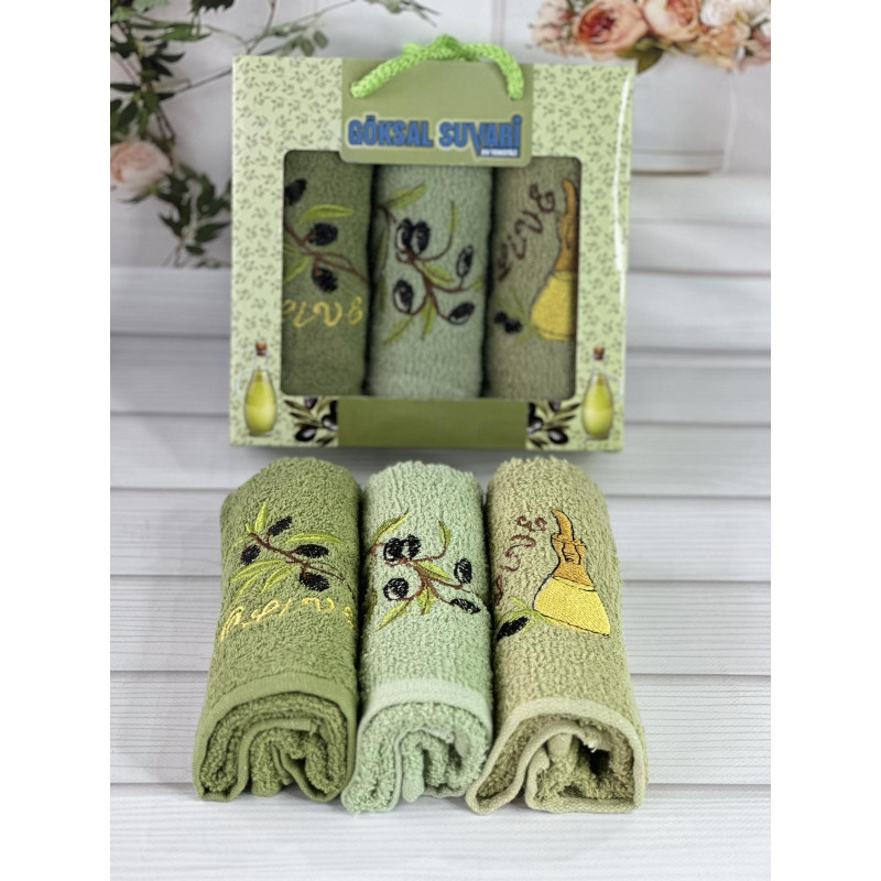 Suvari olive 3в1 Махрові рушники 30х50см. Бавовна. Туреччина. (24305)