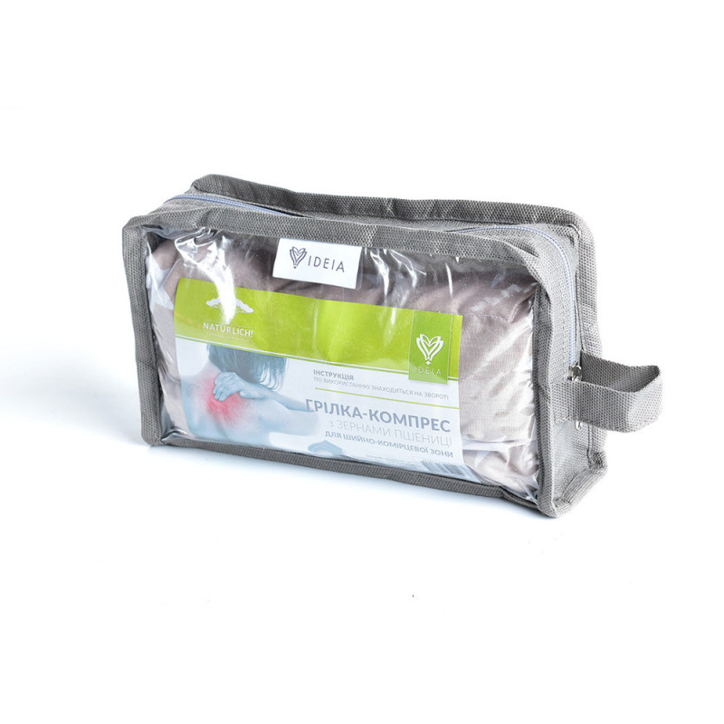 Грілка подушка для шиї 44x46x24 см з пшеничним зерном IDEIA, тканина бавовна, натуральна, органічна беж