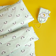 Комплект постільної білизни дитячий у ліжечко PAPAELLA панда бавовна натуральний для дітей та немовлят