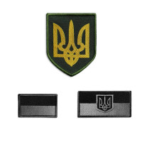 Набір шевронів 3 шт на липучці Патріотичний Прапор та Герб Тризуб України