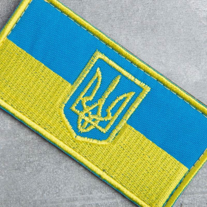 Шеврон на липучці Прапор України Тризуб 5,5х10,5 см вишитий патч нашивка
