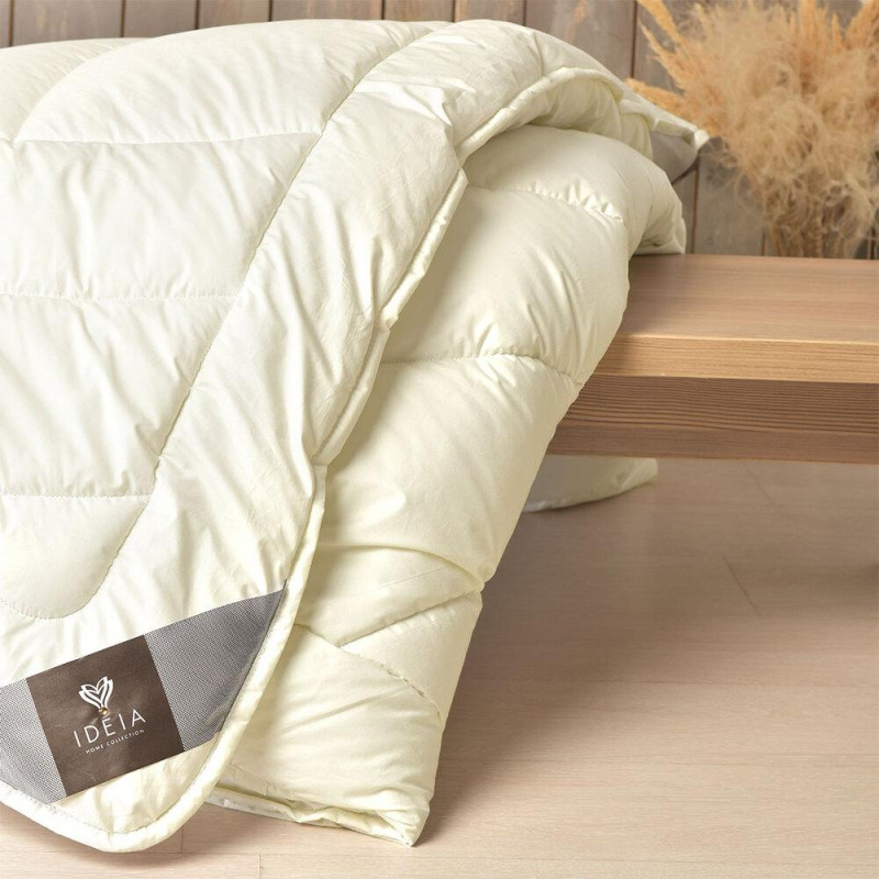 Ковдра зимова вовняна 140х210 см Wool Premium IDEIA бавовна подвійна шерсть натуральна супер тепла