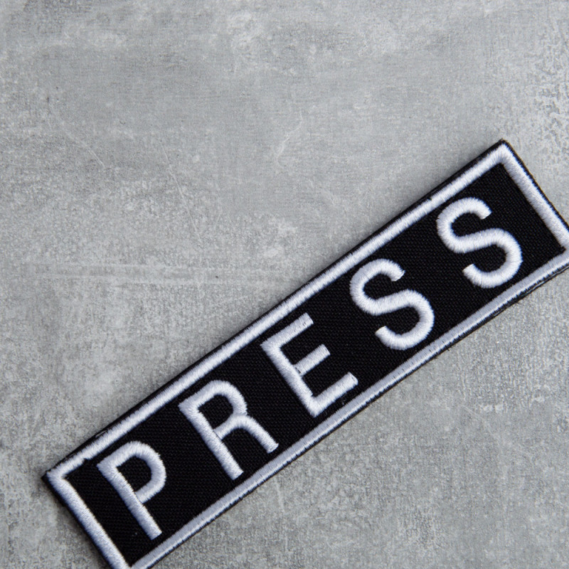 Шеврон на липучці для журналістів Преса Press 2,5х11,5 см см вишитий патч нашивка для працівників медіа та ЗМІ