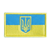 Шеврон на липучці Прапор з Тризубцем 4,5х8 см польова версія на кепку вишитий патч нашивка