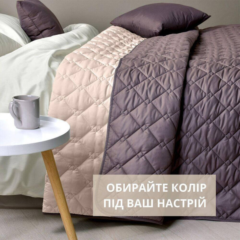 Покривало 140х210 см IDEIA стьобане двостороннє якісна стібка мікрофібра шоколад беж на ліжко диван
